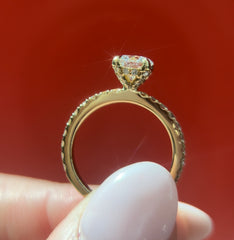 Yellow Gold Round Diamond Prong Set Hidden Halo Engagement Ring | 1.65 Carat Total Weight