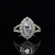 White Gold Marquise Halo Diamond Ring | 1.25 Carat Total Weight