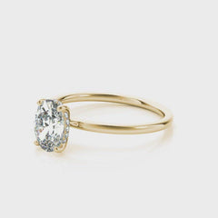 Oval Cut Hidden Halo Engagement Ring | Yellow Gold
