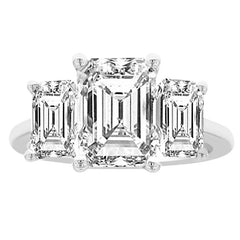 White Gold Emerald Cut 3 Stone Engagement Ring | 2.00 Carat Total Weight