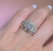 White & Rose Gold Princess Halo Diamond Ring| 2.00 Carat Total Weight
