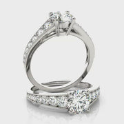 Round Diamond Cathedral Milgrain Engagement Ring | 0.38 Carat Total Weight