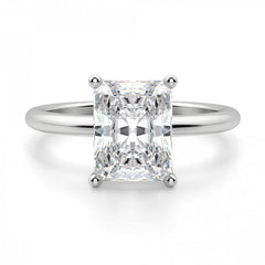 White Gold Hidden Halo Radiant Cut Moissanite Engagement Ring | 4.00 Carat Total Weight