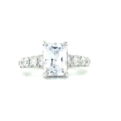 White Gold Radiant Hidden Halo Engagement Ring | 1.25 Carat Total Weight