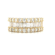 Yellow Gold Round & Baguette Diamond Fancy Band | 2.15 Carat Total Weight