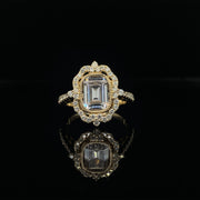 Yellow Gold Halo Vintage Engagement Ring Semi Mount | 0.75 Carat Total Weight
