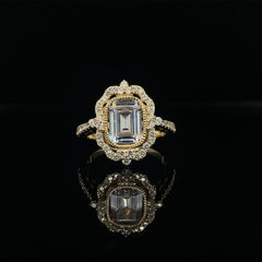 Yellow Gold Halo Vintage Engagement Ring Semi Mount | 0.75 Carat Total Weight