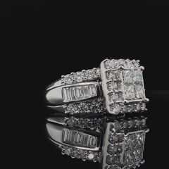 White Gold Princess Cut Frame Engagement Ring | 4.00 Carat Total Weight