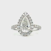 White Gold Pear Halo Diamond Engagement Ring | 2.02 Carat Total Weight | Opera Collection