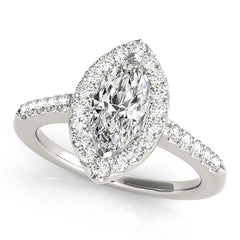 Marquise Diamond Halo Engagement Ring | 0.53 Carat Total Weight