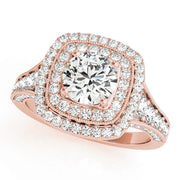Round Diamond Cushion Double-Halo Engagement Ring | 1.08 Carat Total Weight