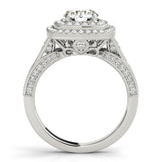 Round Diamond Cushion Double-Halo Engagement Ring | 1.08 Carat Total Weight