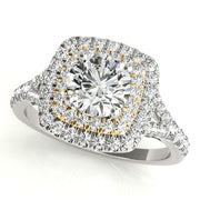 Round Diamond Cushion Double-Halo Engagement Ring | 0.70 Carat Total Weight