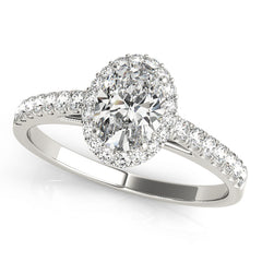 Oval Diamond Halo Pavé Engagement Ring| 0.46 Carat Total Weight