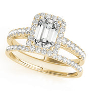 Emerald Diamond Halo Engagement Ring | 0.46 Carat Total Weight