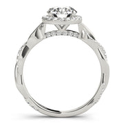 Round Diamond Halo Pavé Twist Engagement Ring | 0.33 Carat Total Weight