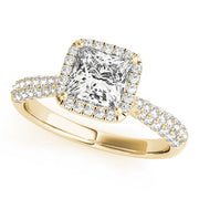 Cushion Diamond Halo Pavé Engagement Ring | 0.38 Carat Total Weight