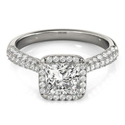 Cushion Diamond Halo Pavé Engagement Ring | 0.38 Carat Total Weight