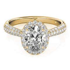 Oval Diamond Halo Pavé Engagement Ring| 0.38 Carat Total Weight