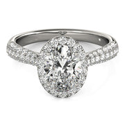 Oval Diamond Halo Pavé Engagement Ring| 0.38 Carat Total Weight