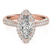 Marquise Diamond Halo Pavé Engagement Ring | 0.38 Carat Total Weight