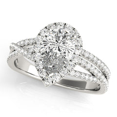 Pear Diamond Halo Twist Engagement Ring | 0.38 Carat Total Weight