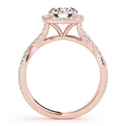 Round Diamond Halo Pavé Twist Engagement Ring | 0.83 Carat Total Weight