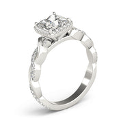Cushion Diamond Halo Pavé Twist Engagement Ring | 0.38 Carat Total Weight