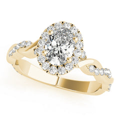 Oval Diamond Halo Pavé Twist Engagement Ring | 0.33 Carat Total Weight