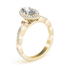 Marquise Diamond Halo Pavé Twist Engagement Ring | 0.38 Carat Total Weight