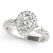 Pear Diamond Halo Pavé Twist Engagement Ring | 0.38 Carat Total Weight