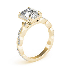 Emerald Diamond Halo Pavé Twist Engagement Ring | 0.50 Carat Total Weight