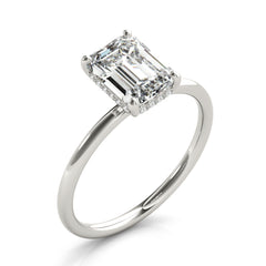 Emerald Cut Hidden Halo Engagement Ring | White Gold