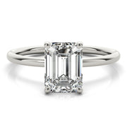 Emerald Cut Hidden Halo Engagement Ring | White Gold