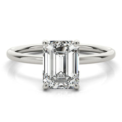 White Gold 2.11 Carat Emerald Cut Hidden Halo Solitaire | Online Only