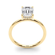 Emerald Cut Hidden Halo Solitaire Engagement Ring | Yellow Gold