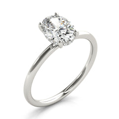Oval Cut Hidden Halo Engagement Ring | White Gold