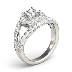 Cushion Diamond Split-Shank Halo Engagement Ring | 0.63 Carat Total Weight
