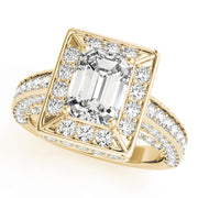 Emerald Diamond Halo Engagement Ring | 1.33 Carat Total Weight