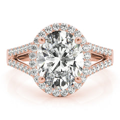 Oval Diamond Split-Shank Halo Engagement Ring | 0.38 Carat Total Weight