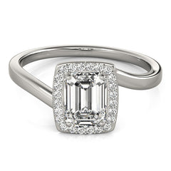 Emerald Diamond Freeform Halo Engagement Ring | 0.13 Carat Total Weight