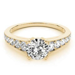 Round Diamond Cathedral Milgrain Engagement Ring | 0.38 Carat Total Weight