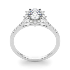 Vintage Halo Oval Moissanite & Diamond Engagement Ring | Melissa