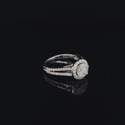 White Gold Round Composite Halo Diamond Engagement Ring | 1.00 Carat Total Weight