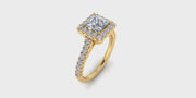 Yellow Gold Princess Cut Halo Diamond Engagement Ring | 0.50 Carat Total Weight