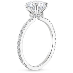 14k White Gold 6 Prong Hidden Halo Engagement Ring Setting | 0.33 Carat Total Weight