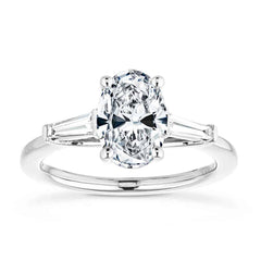 White Gold Oval Cut Three Stone Engagement Ring | 2.00 Carat Total Weight