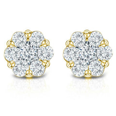 Yellow Gold Fancy Diamond Stud Earrings| 0.75Carat Total Weight