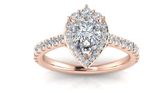 Pear Diamond Crown Halo Engagement Ring | 0.75 Carat Total Weight