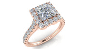 Princess Cut Diamond Halo Engagement Ring | 0.50 Carat Total Weight